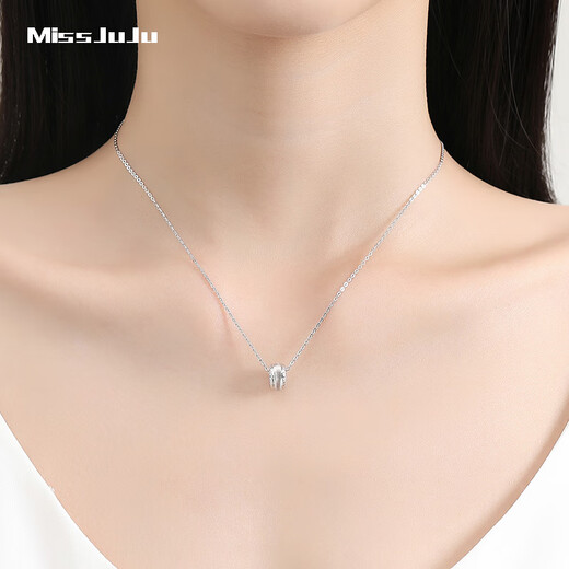 Miss JuJu pt950 platinum passepartout round bead pendant women's platinum transfer bead necklace single pendant 1.3-1.5g + delivery silver chain