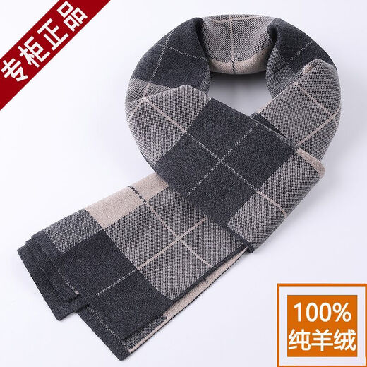 Lee dprre men's new cashmere gift box autumn and winter versatile plaid dad warm birthday gift scarf navy blue (gift box)