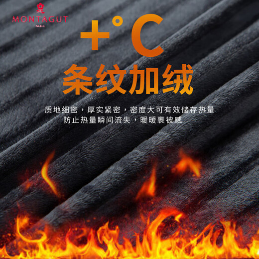 Montagut warm velvet & striped velvet lining, autumn and winter leather jacket, men's stand-up collar, comfortable, durable and versatile, black M /48