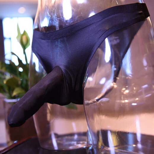 Universal airplane cup underwear for work, men's underwear for sexy masturbation, special penis thong for L tube, men's black, ice silk JJ closed (with JJ cover) 80120Jin Jin is equal to 0.5 kg
