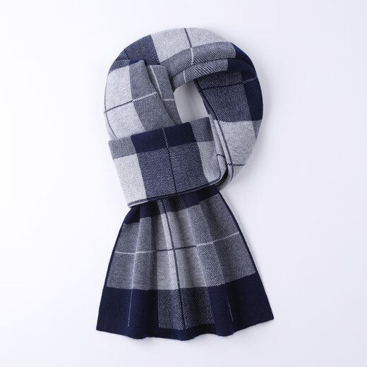Lee dprre men's new cashmere gift box autumn and winter versatile plaid dad warm birthday gift scarf navy blue (gift box)