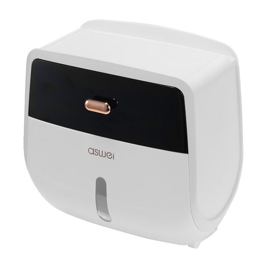 Shantou Lincun bathroom tissue box bathroom double-layer storage rack home punch-free creative waterproof wall-mounted paper roll black gold double-layer gold-plated model