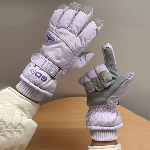 Tolea Warm Gloves Winter Cold-proof Outdoor Cycling Warm Ski Gloves Velvet Water-Repellent Touch Screen Men's and Women's Gloves White - Same Style for Men and Women Velvet Warmth/Water-Repellent One-size-fits-all