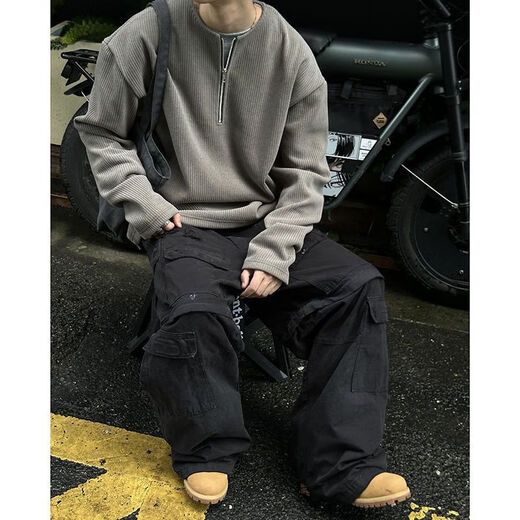 Midele wool cardigan men's zipper jacket autumn 2025 Henry collar European pit texture fabric half-zip sweatshirt men's spring dark gray M 90-120Jin Jin equals 0.5 kg