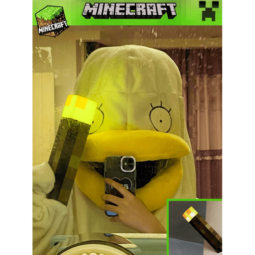 Null Minecraft mc torch lamp pixel wall-mounted night lamp rechargeable color-changing bottle Minecraft game peripherals torch lamp (rechargeable) with data cable + hook