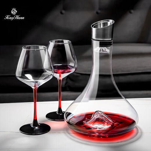 Sailoto red wine glass set for a family of four red wine glass set for home light luxury red stem burgundy goblet stand inverted red stem 450ml*4 pieces + glass rack
