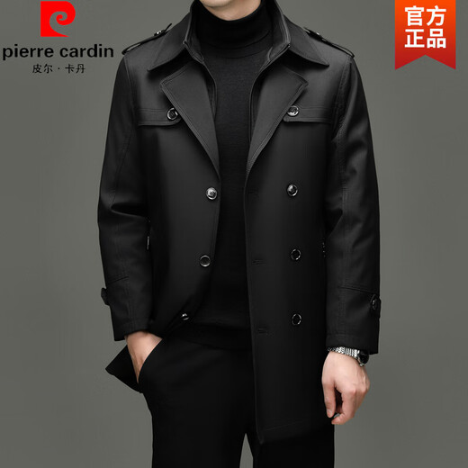 Pierre Cardin осенне-зимняя мужская утолщенная ветровка средней длины со съемной подкладкой двубортное пальто мужское деловое повседневное пальто вязаное цвета хаки 6XL