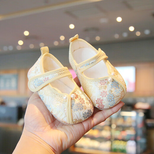G.DUCK HELLO Little Yellow Duck Hanfu Shoes Girls Cloth Shoes New Chinese Style National Style Baby One Year Old Shoes Female Baby Princess Shoes Bright Yellow Lightweight Soft Sole Anti-Slip Breathable 13 Inner Length cm Reference Foot Length 12.5cm