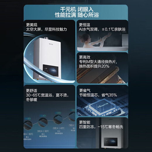 Vanhe Mercedes series gas water heater natural gas water gas double-adjustable constant temperature ECO gas saving 40% 6-fold net filter antibacterial multiple safety protection WH1 13L ECO gas saving 40% JSQ25-13WH1