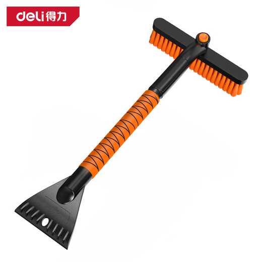 Deli car snow removal shovel snow brush rotating brush head multi-functional glass scraper winter snow clearing and defrosting ice shovel artifact