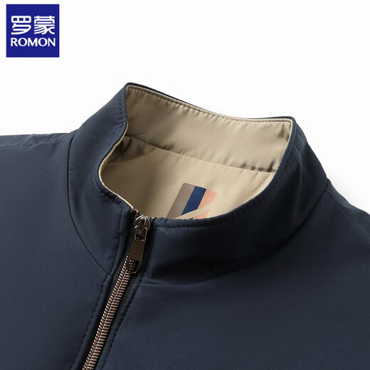 ROMON Warm Stand Collar Jacket Men's Jacket 2025 Winter Velvet and Cotton Business Casual Men's Jacket Dad Top Black Cotton XL