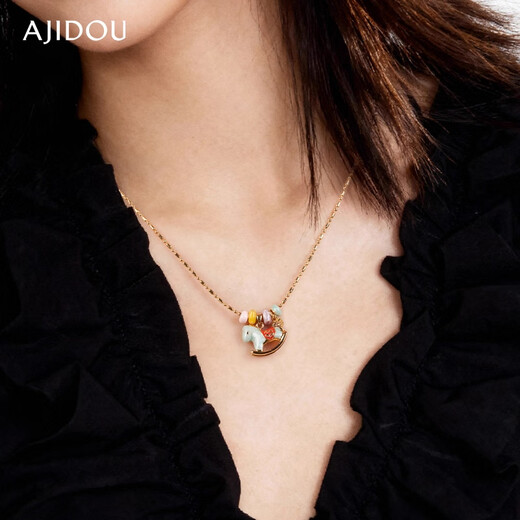 AJIDOU Ajidou Necklace Makes Money Immediately Dopamine Cartoon Clavicle Chain Light Luxury High-end Necklace Birthday Gift