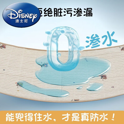 Disney (Disney) Class A cotton double-layer gauze baby diaper pad waterproof pure cotton breathable baby sheet overnight diaper aunt mattress waterproof model-Doudou Good Friends Cotton double-layer gauze diaper pad 100x120cm