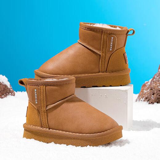 Pull back children's snow boots new winter girls' shoes plus velvet to keep warm boys' cotton shoes WBNJS2584 camel 37