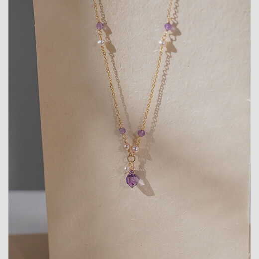 Niche design amethyst pearl necklace with access to luxury high-end clavicle chain sterling silver water drop 40540 amethyst tanzanite necklace (14k gold filled)