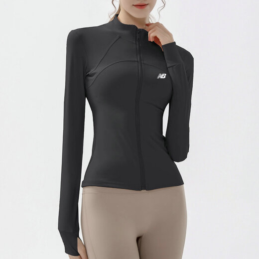 Tights women's tops new Nb fitness jacket women's tight quick-drying tops long-sleeved Pilates jacket running black M