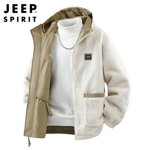 JEEP SPIRIT Jeep jacket men's sherpa jacket men's tops autumn and winter high-end casual velvet thickened cotton coat