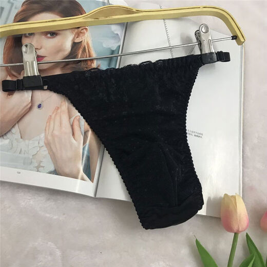 New men's adjustable thin strap suspender thong sexy men's close-fitting lace underwear black L recommended 95-110Jin Jin equals 0.5 kg