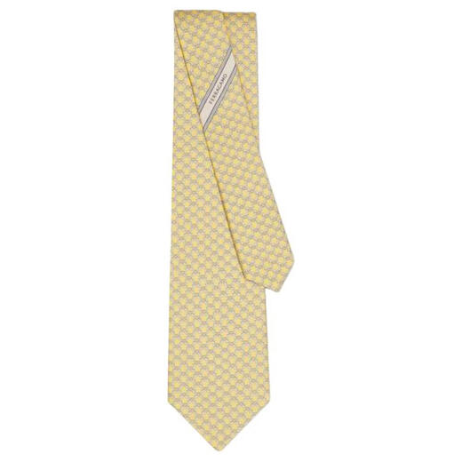 Ferragamo shark print design silk tie men's yellow yellow