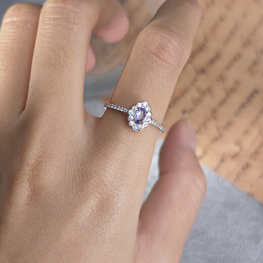 Natural tanzanite ring, crystal clear and sparkling s925 silver ring for your girlfriend, natural tanzanite, adjustable opening