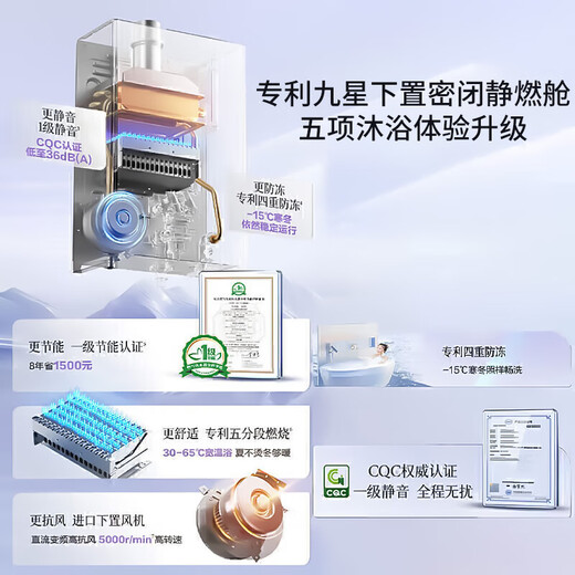 Vanward Ansuiwash V6, 15% national subsidy, 16 liters of natural gas for gas water heater, first-class silent energy saving, double circulating water servo constant temperature lower fan V6D16