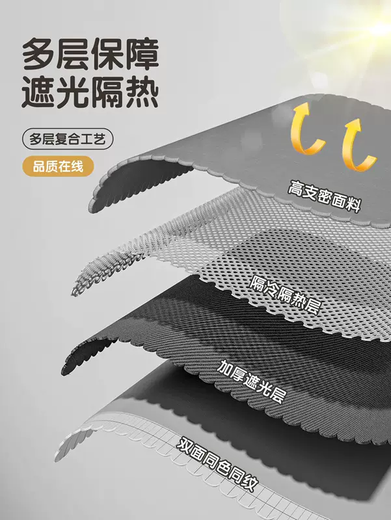 Yusenyi punch-free full blackout bedroom sun protection and heat insulation floating curtains new high-end children's room small window matte Phantom rock gray full blackout curtain + telescopic rod suitable for window width 55cm80cm curtain width 110x curtain height 150 piece