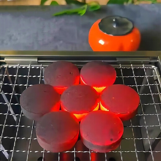 Quick-burning charcoal fruit charcoal smokeless carbon indoor and outdoor barbecue special ignition flammable carbon block around the stove to cook tea charcoal mechanism round quick-burning fruit charcoal-33mm 50 pieces