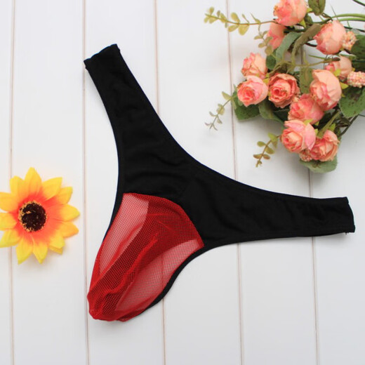 AJFN Victoria Men's Thong Underwear Seamless Sexy Hot Temptation Mesh Sexy Transparent Daily Wear Mood T Black One Size 90135Jin Jin is equal to 0.5 kg