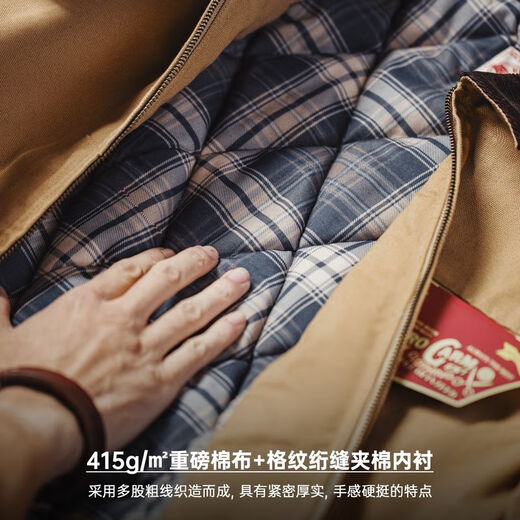 马登工装底特律猎装夹克男美式复古J001巴恩风翻领谷仓外套秋季新款 卡其色 厚款 【男士棉服冬季/棉衣男款/袄子】 L