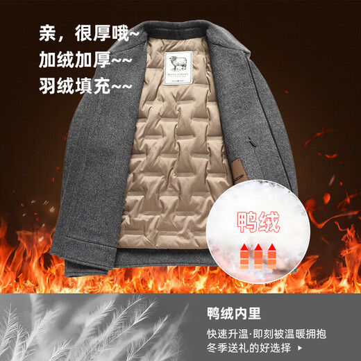 SHANSHAN Shanshan short woolen plus fleece jacket autumn and winter duck down lapel warm skin-friendly top business casual wool jacket camel M /170
