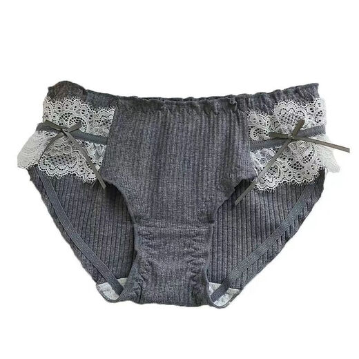 Universal toffee girl, Japanese pure lust bow girl underwear, low-waist briefs, gray + white + light gray, 12% off for orders of 5 pieces, one size fits all, suitable for 120 Jin, Jin is equal to 0.5 kg
