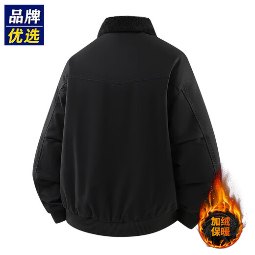 Pure cotton Detroit cotton jacket for men in winter plus velvet, thickened and warm, lamb velvet workwear, American cotton jacket, Khaki L (110-130Jin Jin is equal to 0.5kg)