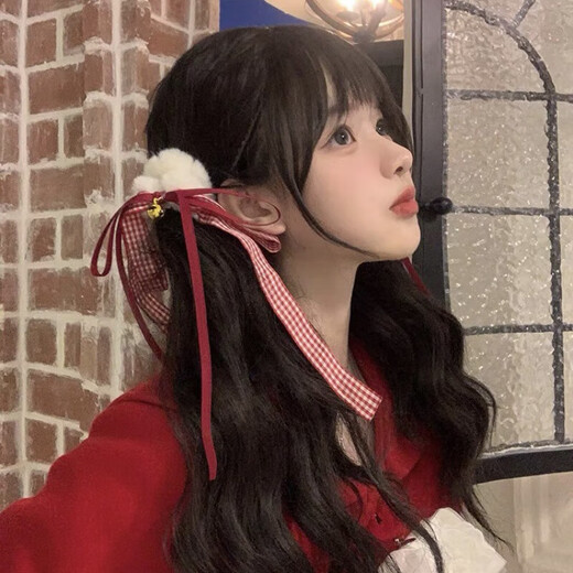 Shui Yunmiao autumn and winter Christmas bell plush bow hair tie new high-end headband rubber band New Year hairpin hair accessories bell plush bow hair tie plus velvet style one pair