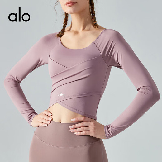 ALO YOGAAO YOGA yoga wear long sleeves with chest pad slim sports top Pilates sports leisure fitness wear t-shirt black M