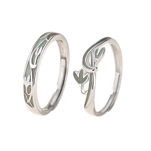 CHINA GOLD Silver Ring Orchid Blue and White Porcelain Couple Ring Men and Women Pair New Chinese Style = Birthday Gift for Girlfriend Orchid Blue and White Porcelain Couple Ring Selection Gift Box