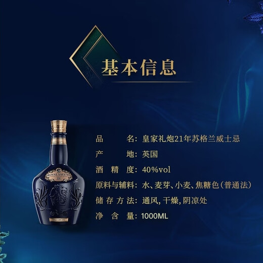 皇家礼炮（Royal Salute）21年 苏格兰调和型威士忌 1000ml 40度 礼盒装