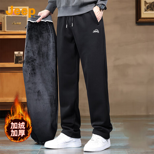 JEEP бархатные утепленные мужские спортивные штаны, мужские спортивные штаны осень-зима 2025, новые свободные прямые высококачественные повседневные брюки, мужские спортивные штаны, мужские