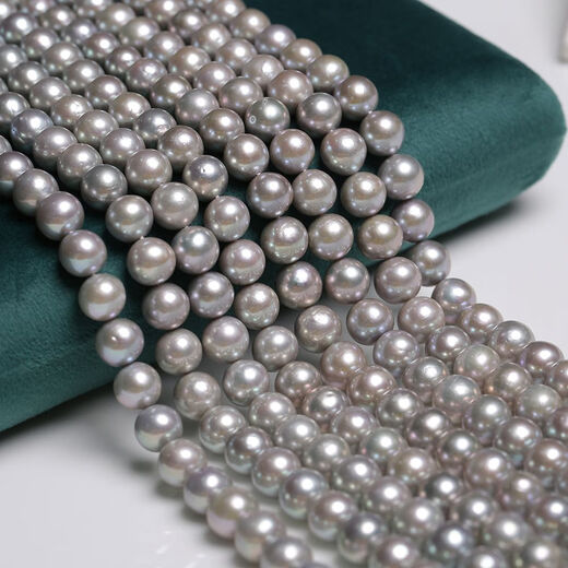 811mm Natural Freshwater Edison Pearl Aurora Semi-finished Chain Zhenduo Hemp Gray Customizable SCT About 9mm Round Bar 5A-SCT2 About 40cm 9-10mm
