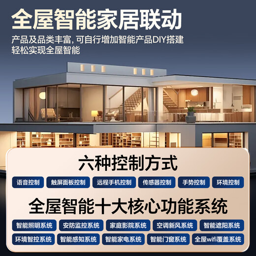 Suitable for Xiaomi Mijia whole-house smart home electric curtains, lighting atmosphere custom design scheme, monitoring alarm, two bedrooms and one living room (five-year warranty)