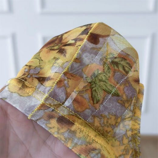 New practical men's thong men's sexy lace mesh underwear low waist seamless breathable printing ultra-thin personality yellow M