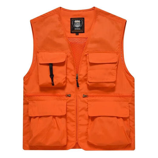 MKFZ multi-pocket vest men's workwear loose fishing photography director media work clothes vest with printed logo black 8899 S