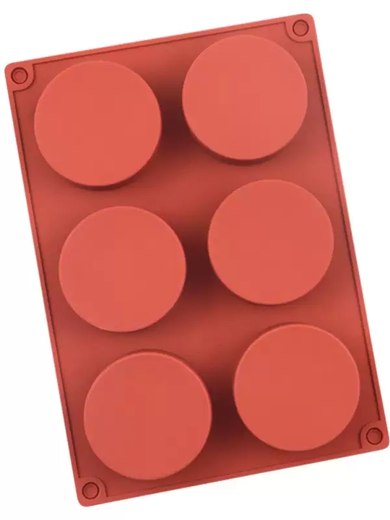 Yusenyi 6-connected cylindrical silicone mold for small cake baking French desserts household commercial mousse silicone mold round (about 6 inches) 2-connected disc silicone mold (diameter 13.9cm) brick red