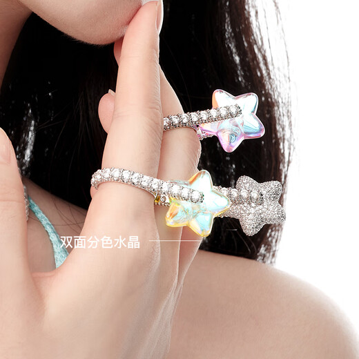 YVMIN Lucky Star Ring Designer Birthday Gift for Girlfriend Silver 11#