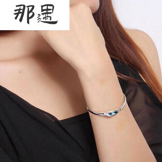 Meet the Heart of the Ocean Bracelet 925 Silver Girls Summer Blue Crystal Bracelet Bestie Ins Niche Silver Bracelet Birthday Heart Bracelet