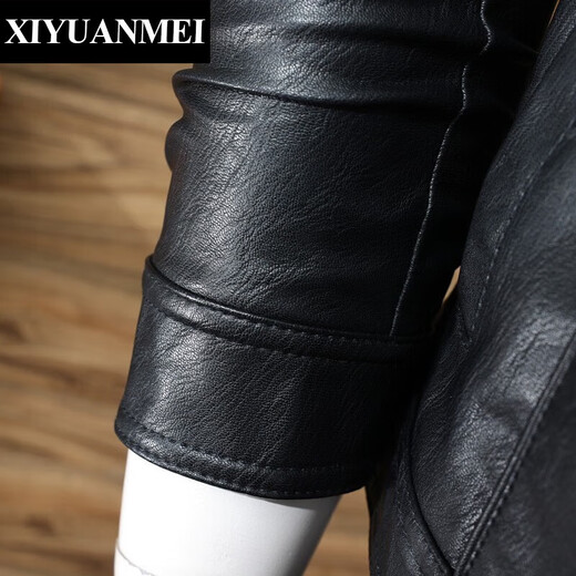 Nishihara Mei Nishihara Mei Lapel Leather Jacket Autumn and Winter Trendy Casual Simple Motorcycle Jacket Handsome Slim Leather Jacket Men's Outer Black L