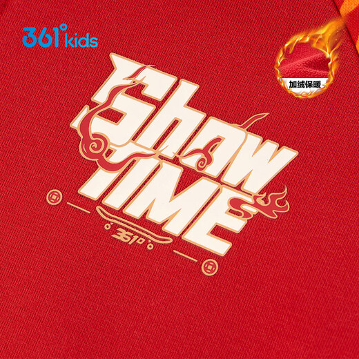 361 New Year's clothing New Year's children's sweatshirt 26 spring men's and large children's velvet warm half turtleneck splicing top red 150