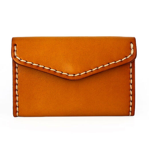 Japanese and Korean original vegetable tanned cowhide small card holder for women genuine leather retro driver's license business card holder mini coin coin purse for men yellow