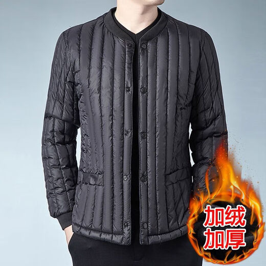 Winter middle-aged and elderly men's velvet cotton-padded school uniform artifact warm lining cotton-padded jacket daddy's inner cotton-padded jacket Army green lining natural velvet XL 95-112Jin Jin equals 0.5 kg