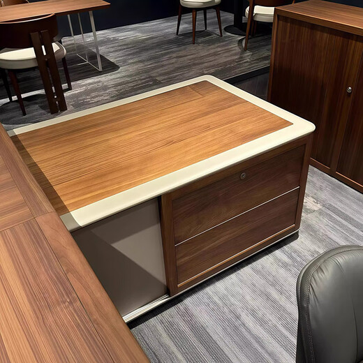 Solid wood boss desk North American black walnut desk manager's office high-end light luxury office furniture background cabinet combination 2.0 meter desk FAS grade ash wood