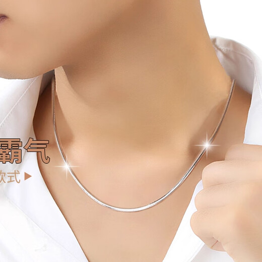 MZMZ platinum necklace men's pt950 platinum simple clavicle chain versatile accessories Valentine's Day birthday gift for girlfriend light luxury fashion snake bone chain 2mm chain length 55cm